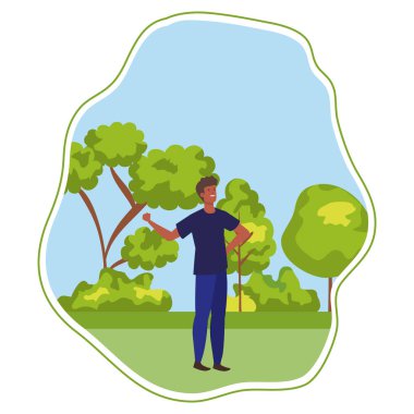 manzara mutlu genç Afro adam