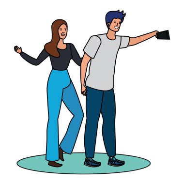 Genç aşıklar çift bir selfie alarak