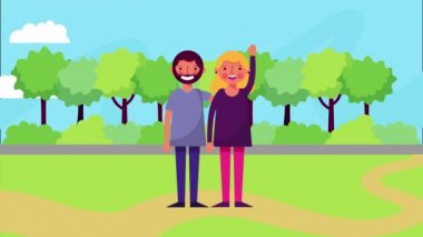 Genç aşıklar çift Park sahne