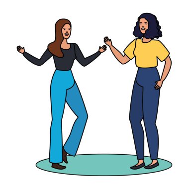 Genç kızlar arkadaşlar kutluyor karakterler