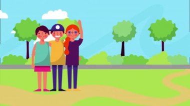 Park manzara sahne, 4k video animasyon