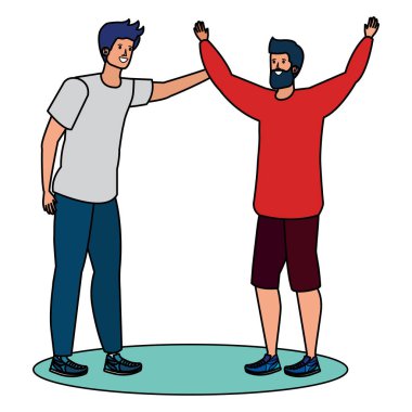 mutlu genç erkekler arkadaşlar kutluyor karakterler