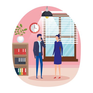 ofiste akıllı telefon kullanarak iş çift