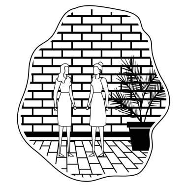 Şehir üzerinde zarif genç işkadınları