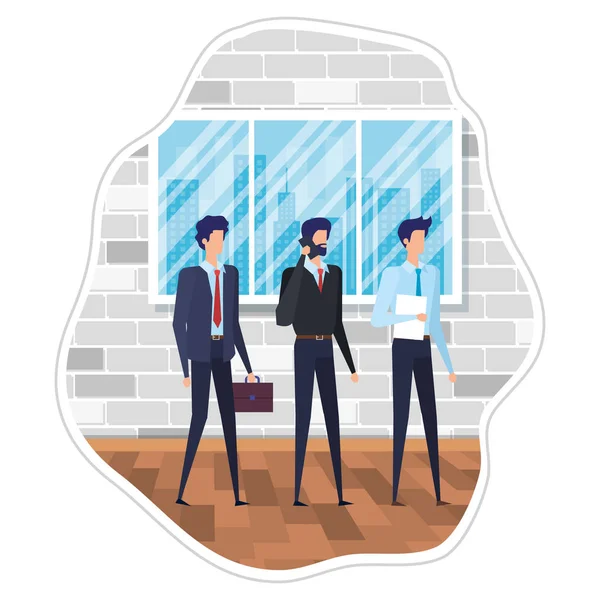Businessmen using smartphone in the workplace — Stock Vector