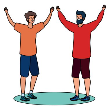 mutlu genç erkekler arkadaşlar kutluyor karakterler