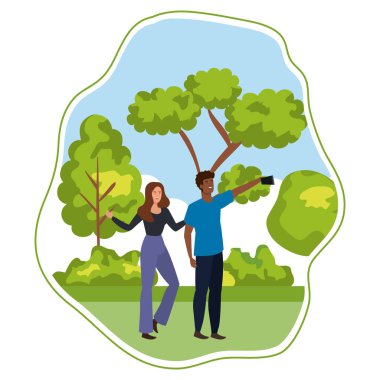 Kampta bir selfie alarak Genç Irklararası arkadaşlar