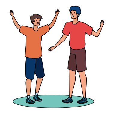 mutlu genç erkekler arkadaşlar kutluyor karakterler