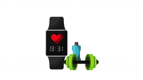 Healthy lifestyle with smartwatch animation — Stock Video
