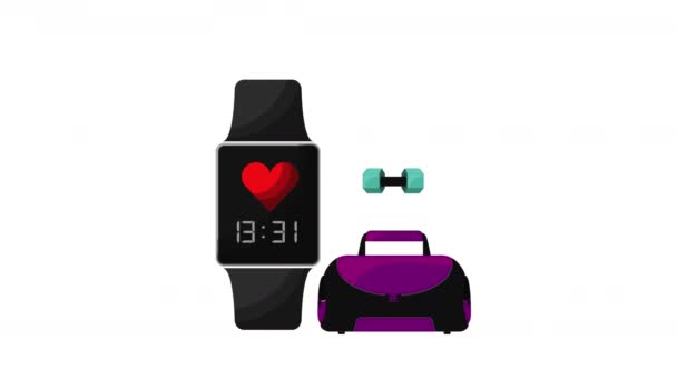 Gezonde levensstijl met SmartWatch-animatie — Stockvideo