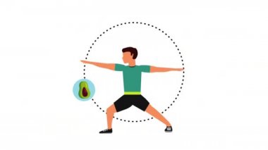 sağlıklı yaşam simgeleri animasyon ile atlet