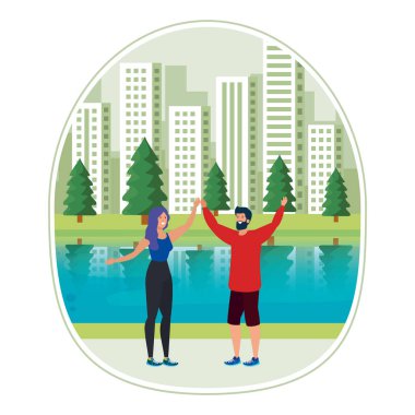 Genç aşıklar çift parkta kutluyor