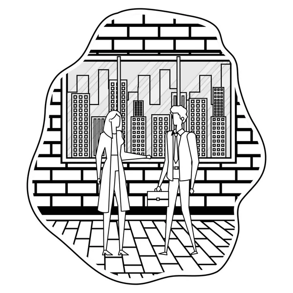 优雅的年轻商务夫妇在城市 — 图库矢量图片