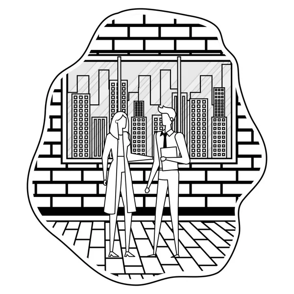 优雅的年轻商务夫妇在城市 — 图库矢量图片