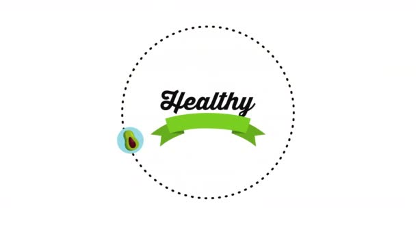 Здоровый образ жизни с набором иконок анимации — стоковое видео