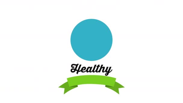 Hälsosam livsstil med set ikoner animation — Stockvideo