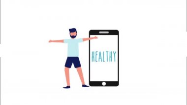 akıllı telefon ve erkek atlet ile sağlıklı yaşam