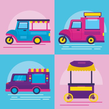 Gıda kamyonlar düz tasarım görüntü