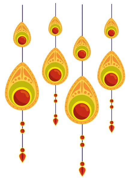 Dekoratif mandalas etnik Boho tarzı asılı — Stok Vektör