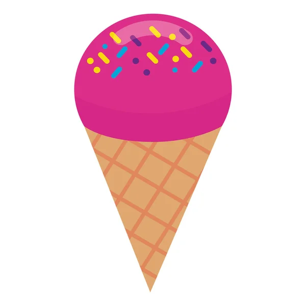 白色背景上的甜锥冰淇淋 — 图库矢量图片
