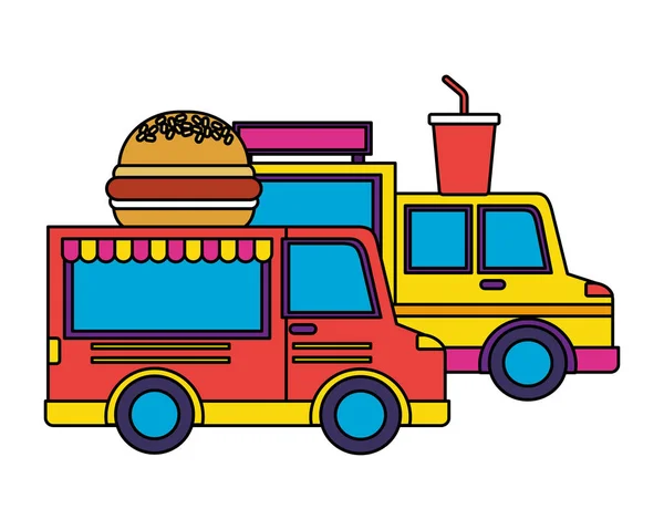 Comida camiones hamburguesa y soda — Archivo Imágenes Vectoriales