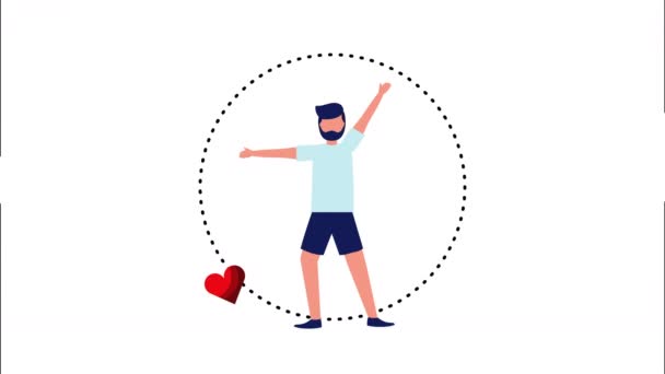 Athlete with healthy lifestyle icons animation — Stock Video