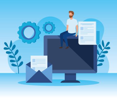 bilgisayar teknolojisi ve mektup ile vites adam