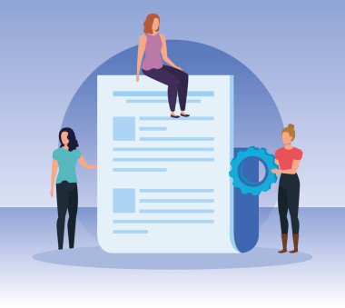 Dişli ve belge bilgileri ile kadın takım çalışması