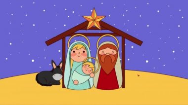 hayvanlar Manger karakterleri ile kararlı sevimli Kutsal Aile