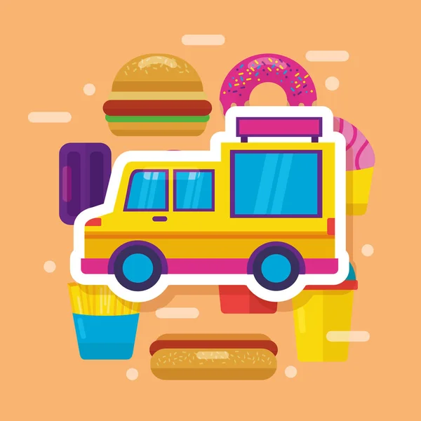 Potravinové vozíky plochý design obraz — Stockový vektor