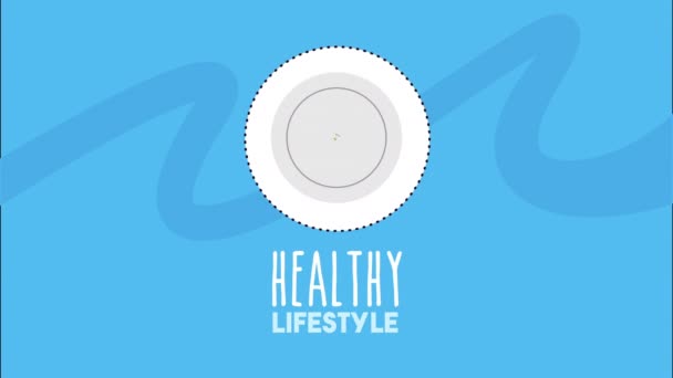 Estilo de vida saudável com conjunto de ícones animação — Vídeo de Stock