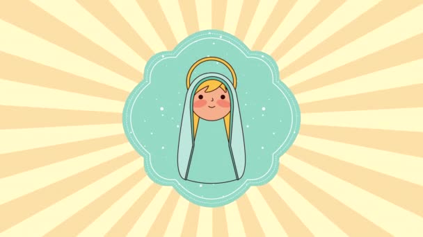 Cute virgin mary manger character — Stock Video