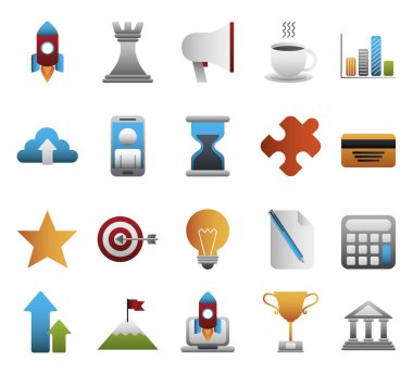 iş renkli set simgeleri paketi