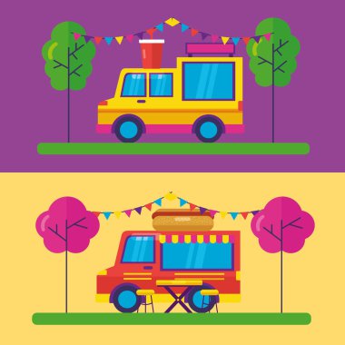 Gıda kamyon Festivali düz tasarım