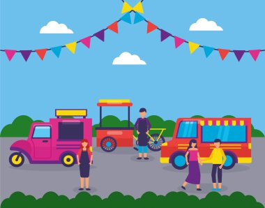 Gıda kamyon Festivali düz tasarım