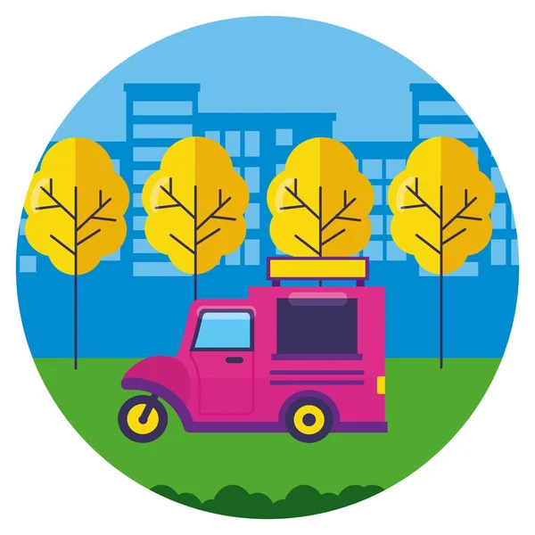 Ciężarówka drzewo jedzenie Park projekt ulica — Wektor stockowy