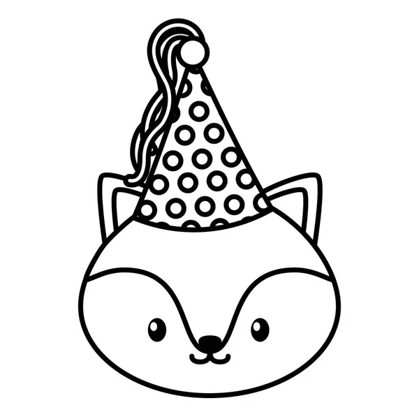 Cumpleaños celebración lindo zorro partido sombrero — Vector de stock