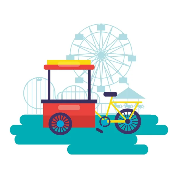 Ποδήλατο φαγητού καλάθι πανηγύρι Φεστιβάλ — Διανυσματικό Αρχείο