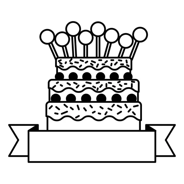 生日庆祝蛋糕气球装饰 — 图库矢量图片