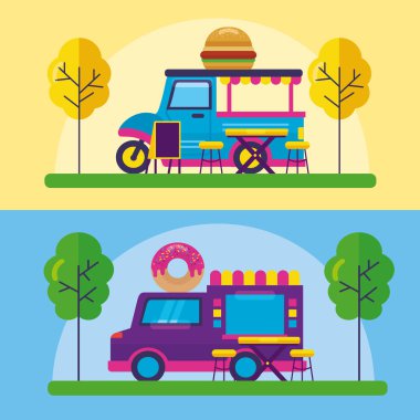 Gıda kamyon Festivali düz tasarım
