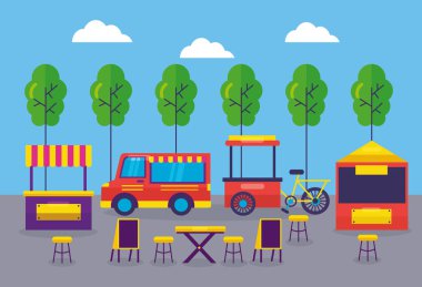 Gıda kamyon Festivali düz tasarım