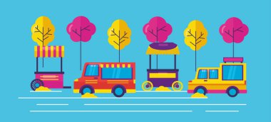 Gıda kamyonlar düz tasarım görüntü