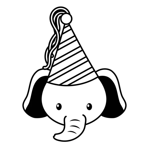 Cumpleaños celebración lindo elefante partido sombrero — Vector de stock