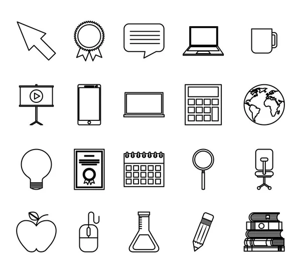 Paquet d'icônes ensemble d'éducation — Image vectorielle