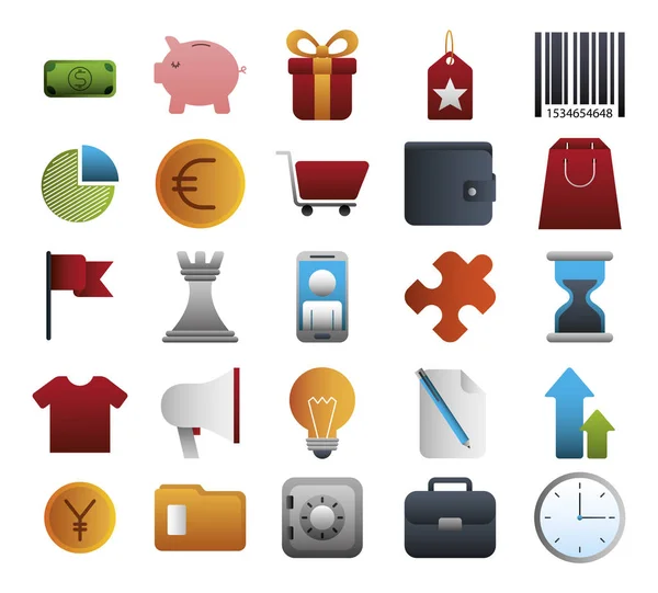 Bundle of business colorful set icons — Stock Vector