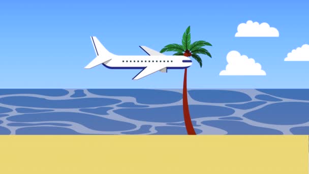 Vacaciones de verano con el avión volando — Vídeo de stock