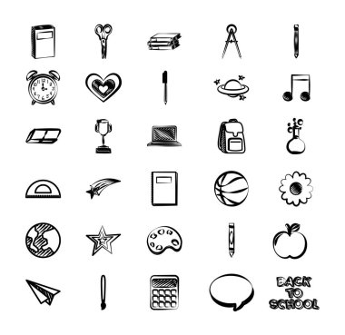 set tek renkli geri okul simgeleri paketi