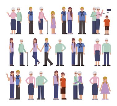 bir grup aile üyesi karakter