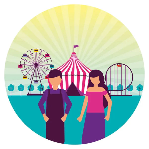 Gens festival plaisir foire événement parc d'attractions — Image vectorielle