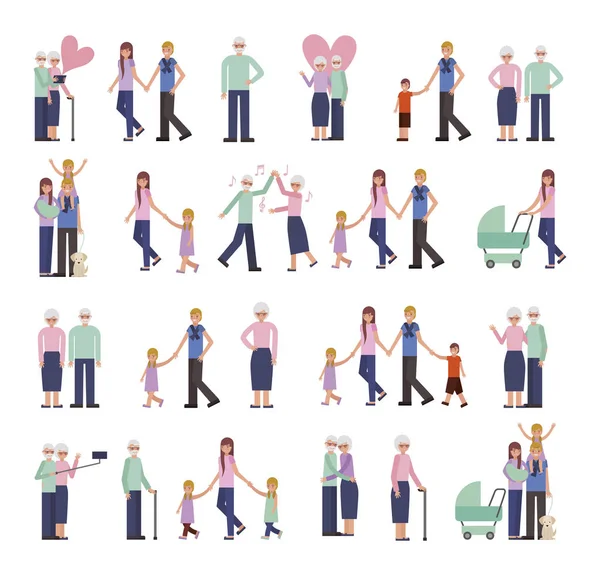 Groupe de membres de la famille personnages — Image vectorielle